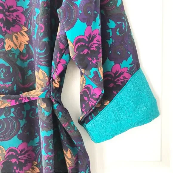 Victoria's Secret Vintage Gold Label Long Robe Tassel Tie Jacquard Trim Medium - Picture 11 of 13